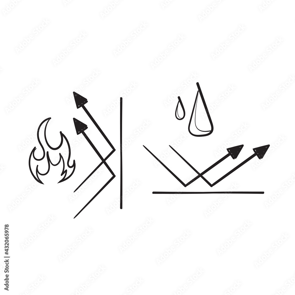 hand drawn doodle fireproof and waterproof element symbol illustration vector hand drawn doodle fireproof and waterproof element symbol illustration vector