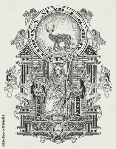 illustration vector the king of satan monochrome
