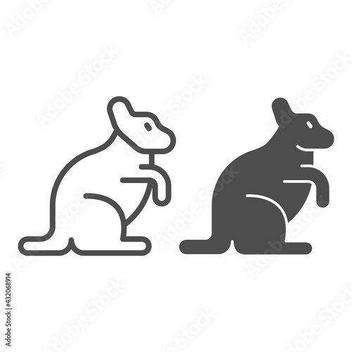 Kangaroo line and solid icon, worldwildlife concept, australian kangaroo vector sign on white background, kangaroo outline style for mobile concept and web design. Vector graphics. photo