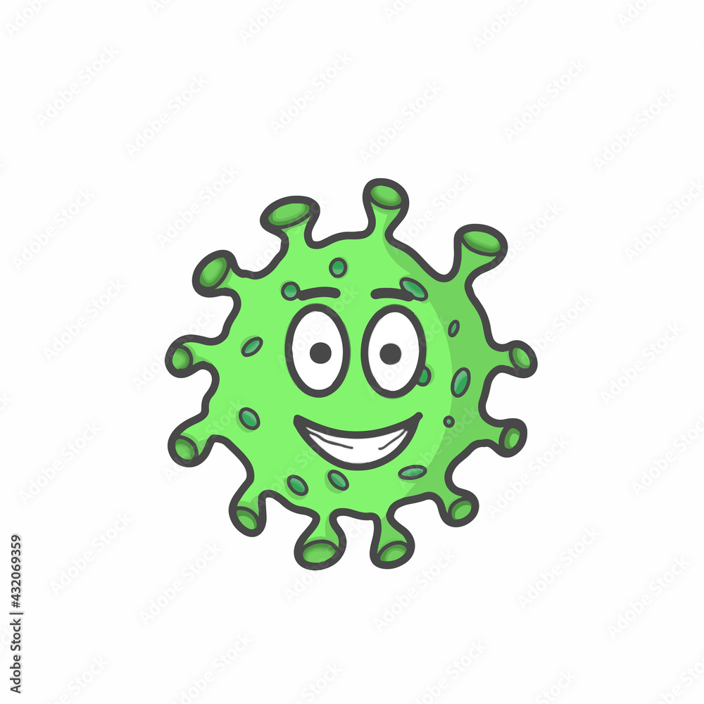 Fototapeta premium Cute Corona Virus Character Flat Cartoon Vector Template Design Illustration