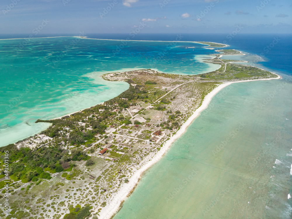 Aerial view of Kanton Atoll in Kiribati