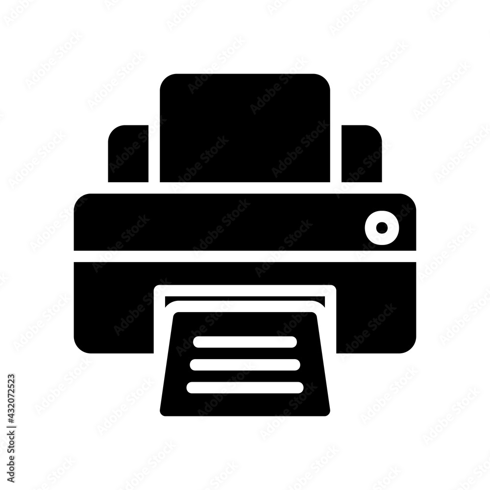 Printer icon vector illustration in solid style about multimedia for any projects Printer icon vector illustration in solid style about multimedia for any projects