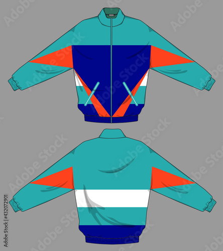retro vintage windbreaker hoodie jacket template