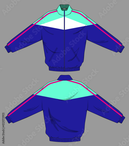 retro vintage windbreaker hoodie jacket template