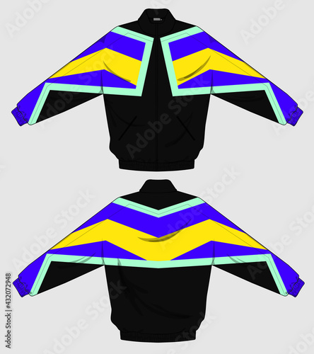 retro vintage windbreaker hoodie jacket template