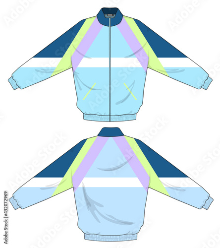 retro vintage windbreaker hoodie jacket template