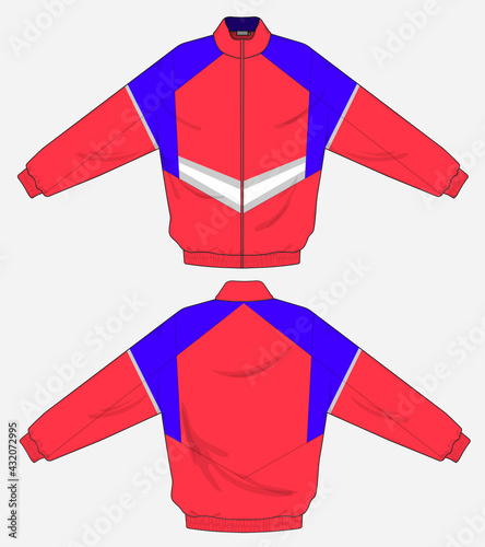 retro vintage windbreaker hoodie jacket template