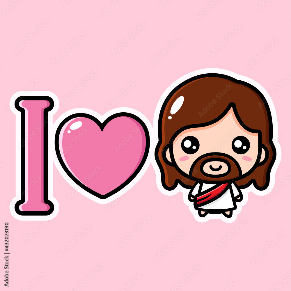 cute cartoon jesus vector design with i love jesus writing Stock Vector | Adobe Stock cute cartoon jesus vector design with i love jesus writing Stock Vector | Adobe Stock