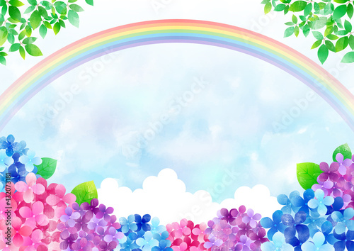 梅雨の紫陽花 背景フレーム ☆ バリエーション多数