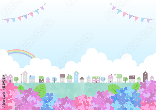 梅雨の紫陽花 背景フレーム ☆ バリエーション多数