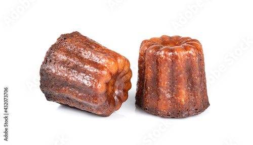 Caneles French pastry on white background