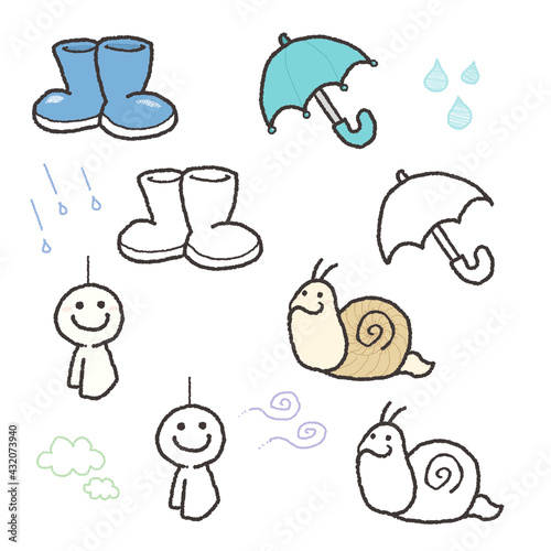 雨に関するモチーフのイラスト