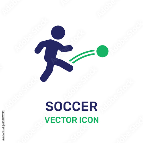 Soccer player kicking ball icon vector illustration