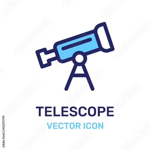Telescope icon vector isolated on white background.