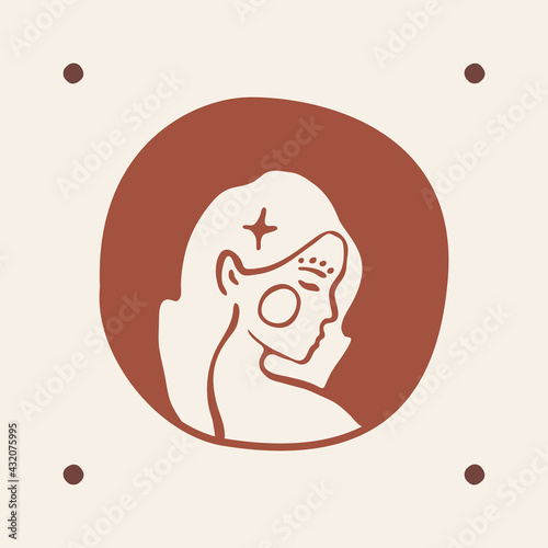 Modern feminine portrait women a logotype a vector