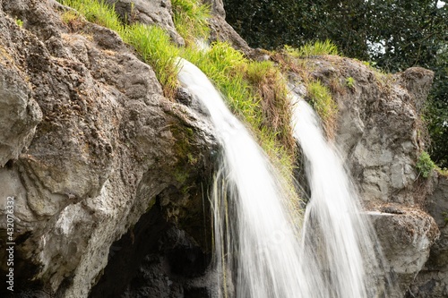 In the park there is a beautiful waterfall