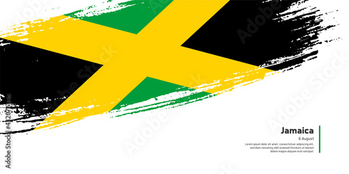 Creative hand drawing brush flag of Jamaica country for special independence day