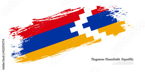 Hand painted brush flag of Nagorno-Karabakh Republic country with stylish flag on white background