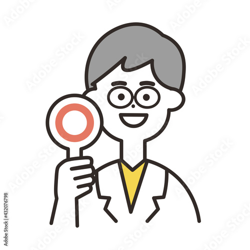 医者　丸札　上半身　イエローカラー