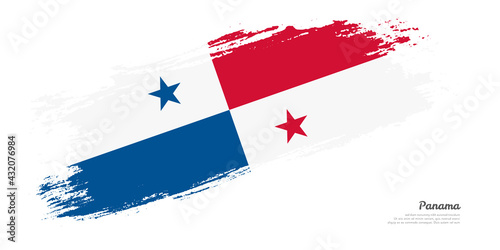 Hand painted brush flag of Panama country with stylish flag on white background