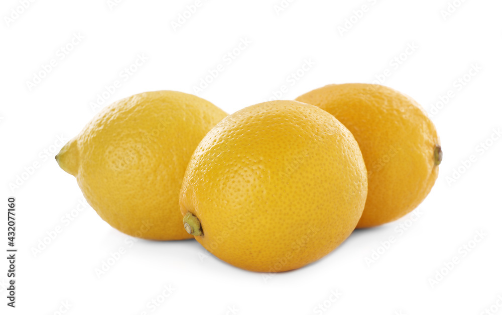 Whole fresh ripe lemons on white background Whole fresh ripe lemons on white background