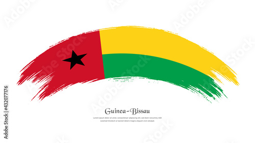 Flag of Guinea-Bissau in grunge style stain brush with waving effect on isolated white background