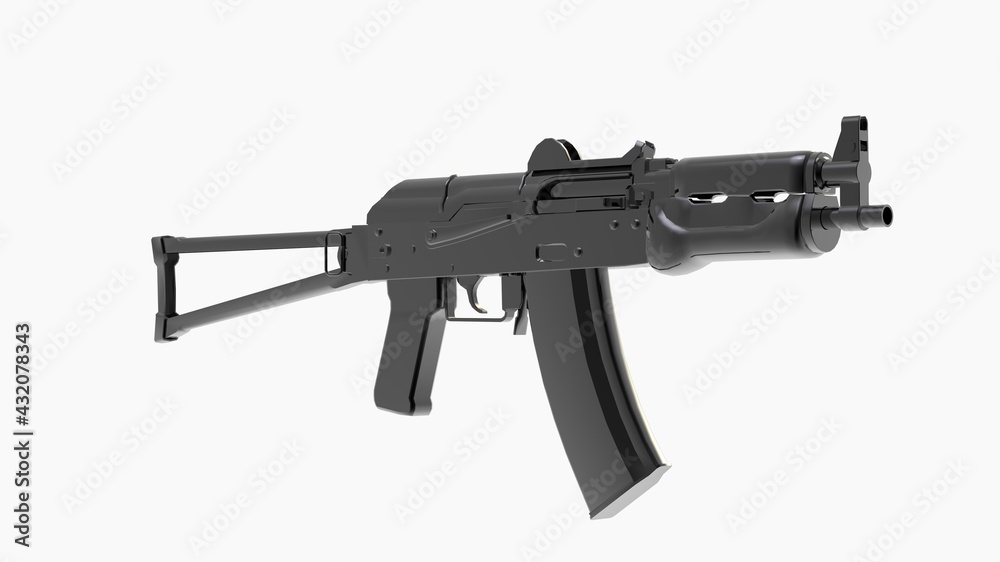 military automatic gun, weapon on white background 3d render
