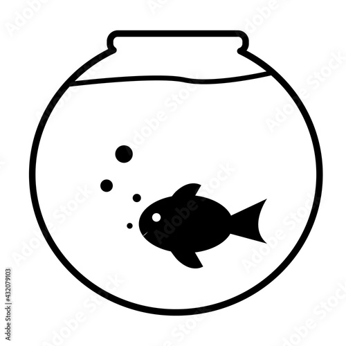 fish bowl icon on white background. aquarium sign. fish swimming in a fish bowl. flat style.