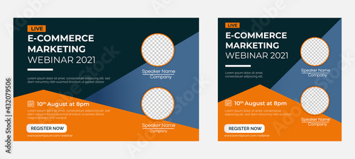 Ecommerce marketing live webinar banner invitation and social media post template. Business webinar invitation design. Vector EPS 10