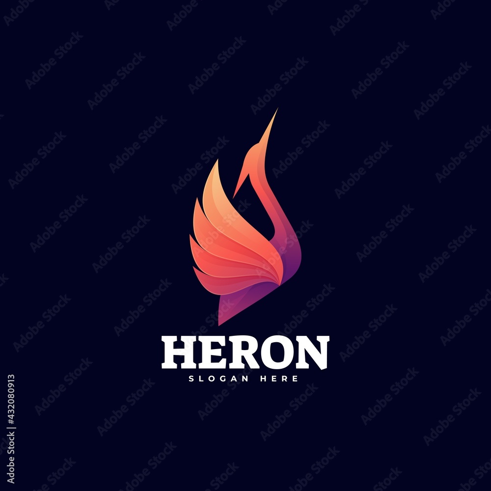 Fototapeta premium Vector Logo Illustration Heron Gradient Colorful Style.