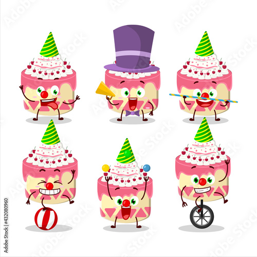 Cartoon character of sweety cake cherry with various circus shows
