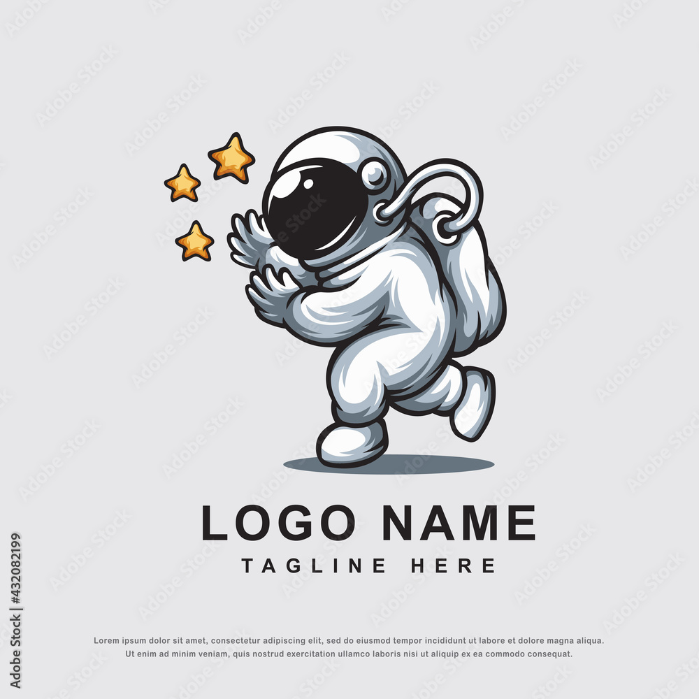 astronaut character logo design vector astronaut character logo design vector