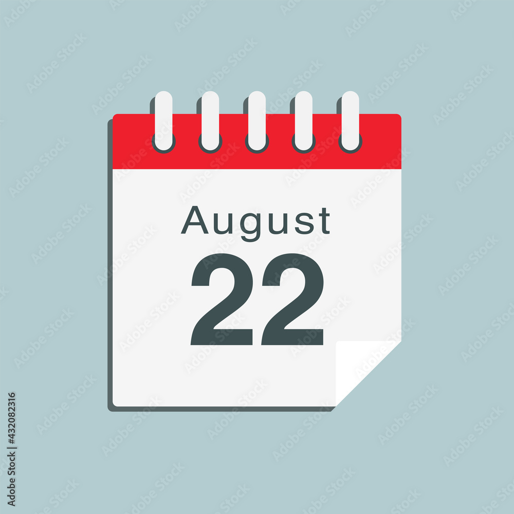 Icon day date 22 August, template calendar page Icon day date 22 August, template calendar page
