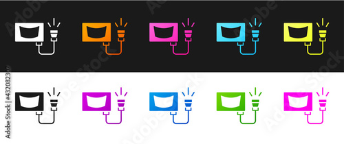 Set Ultrasound icon isolated on black and white background. Medical equipment. Vector