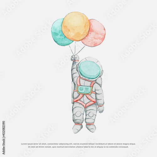 character design watercolor cute astronaut illustration