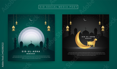 Eid mubarak Social media post, Eid ul adha social media banner post.