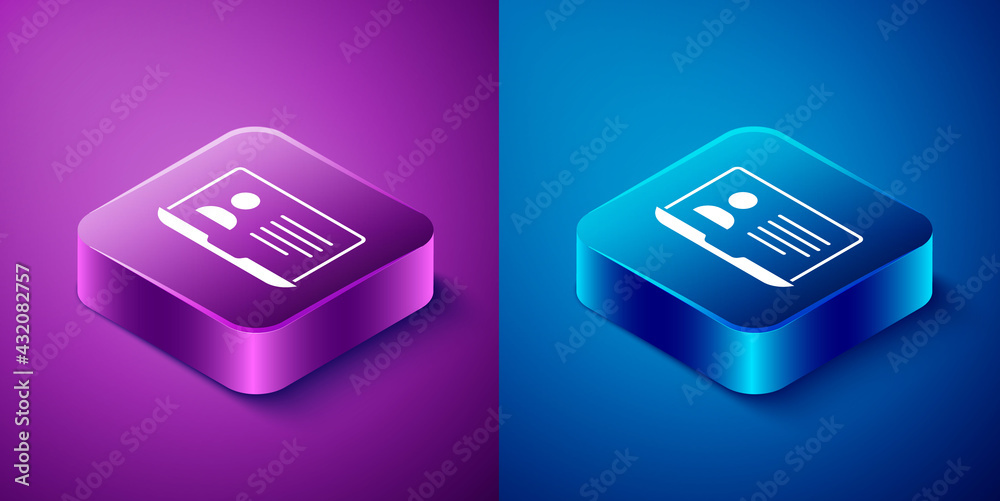Isometric Online class icon isolated on blue and purple background. Online education concept. Square button. Vector Isometric Online class icon isolated on blue and purple background. Online education concept. Square button. Vector