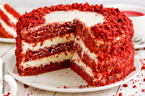 Red velvet cake with cream cheese frosting