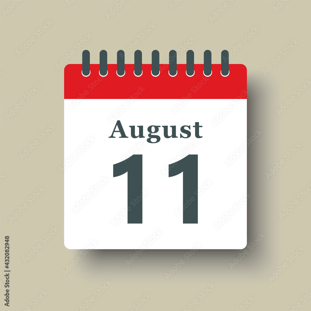 Icon day date 11 August, template calendar page Icon day date 11 August, template calendar page