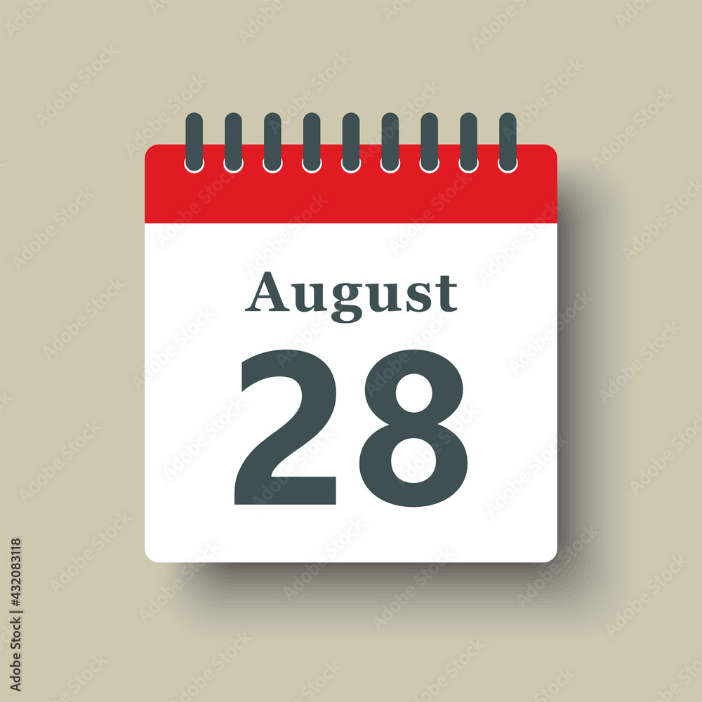 Icon day date 28 August, template calendar page Icon day date 28 August, template calendar page