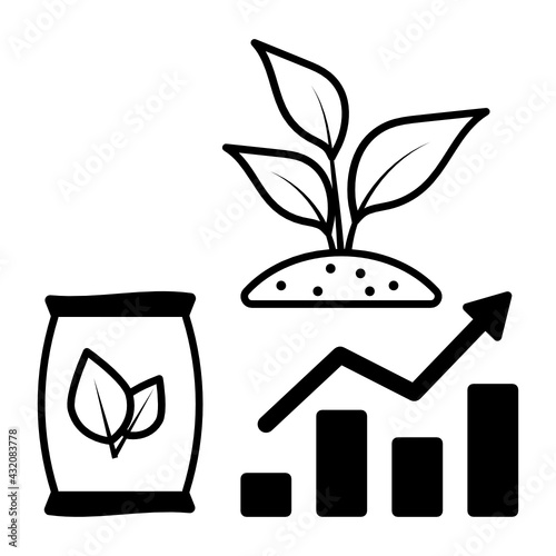Organic fertilizer Effect Concept, Crop Growth Using synthetic fertilizer Vector color Icon Design, Smart agriculture symbol, Digital agriculture Sign, satellite farming stock illustration