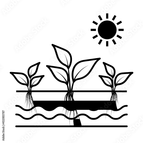 soilless cultivation Concept, hydroponic farm Vector color Icon Design, Smart agriculture symbol on white background, Digital agriculture Sign, satellite farming stock illustration