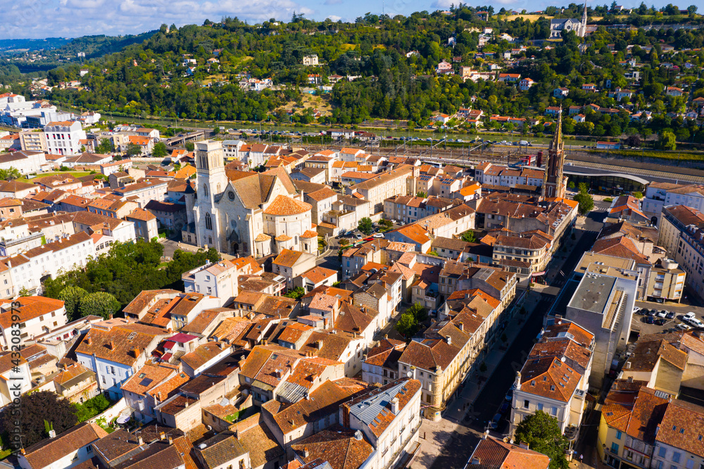 Aerial view on the city Agen. France. High quality photo