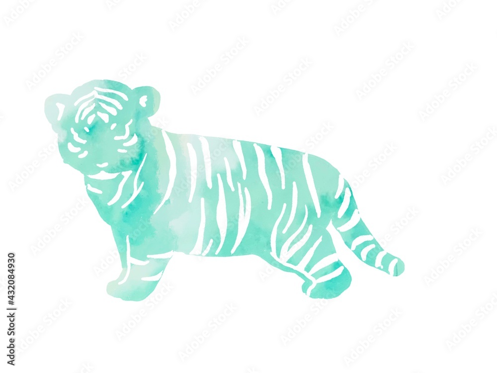 Fototapeta premium Tiger illustration watercolor 子供のトラの水彩イラスト