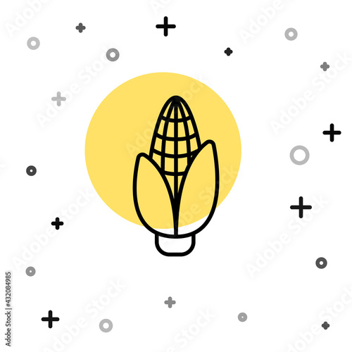 Black line Corn icon isolated on white background. Random dynamic shapes. Vector