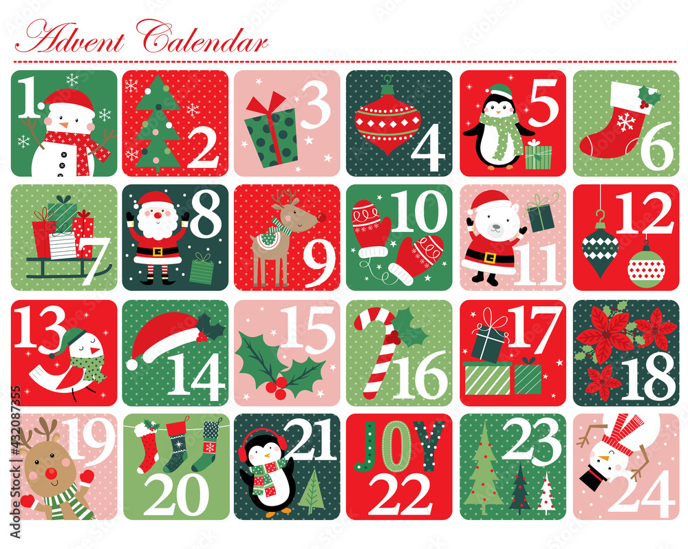 cute advent calendar of christmas icons design cute advent calendar of christmas icons design
