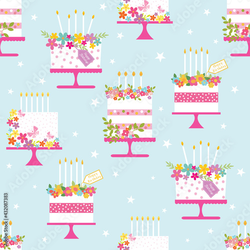 birthday cake seamless pattern design