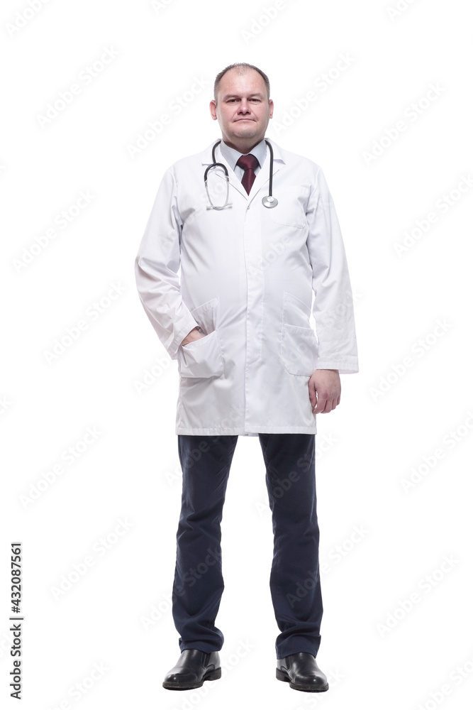 in full growth. male paramedic with a stethoscope. in full growth. male paramedic with a stethoscope.