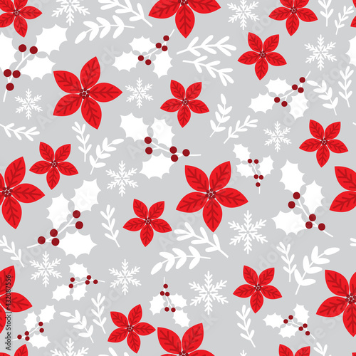 poinsettia seamless pattern design 