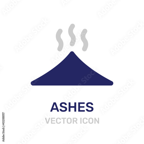 Ashes with smoke isolated on white background